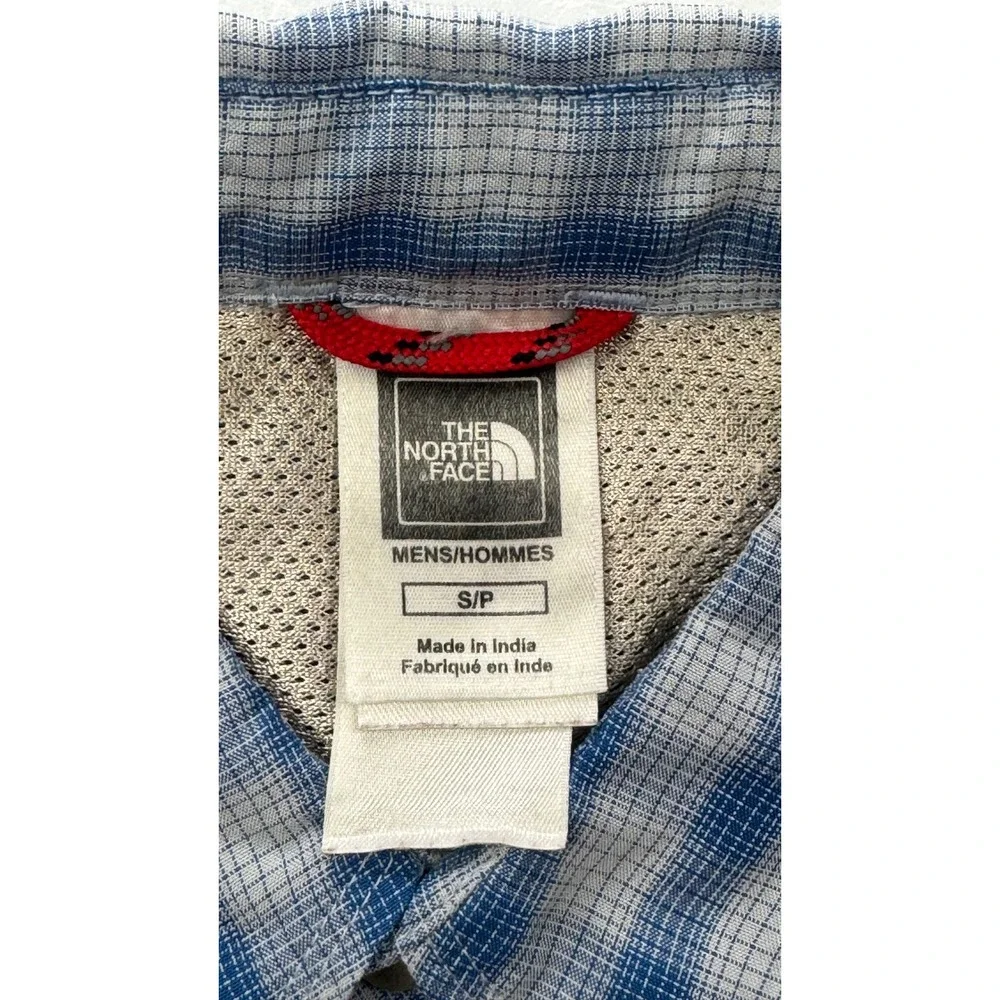 The North Face Mens Blue Gingham Plaid Short Sleeve Button Down Shirt Small AH6S